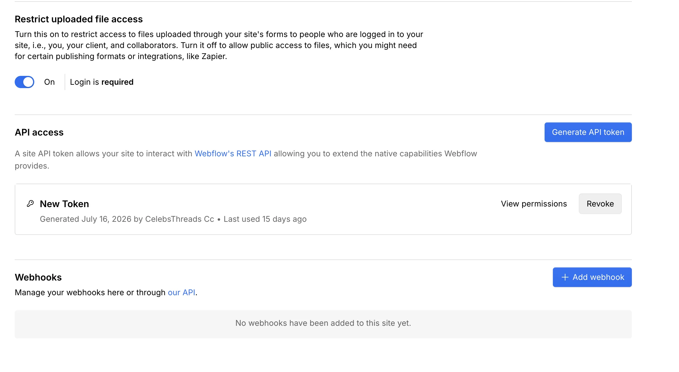 Scroll to the API access section