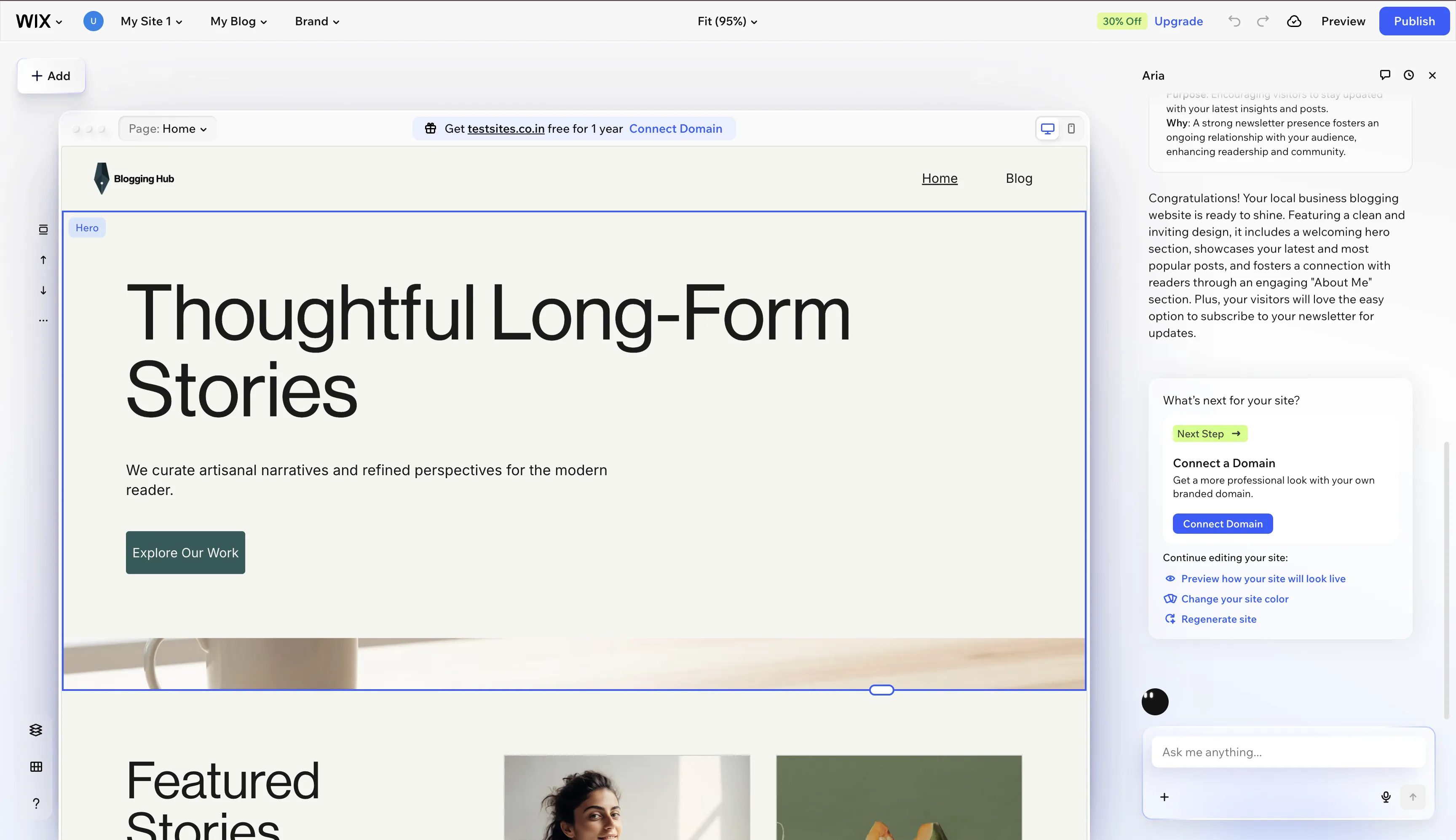 Wix site must be published before connecting