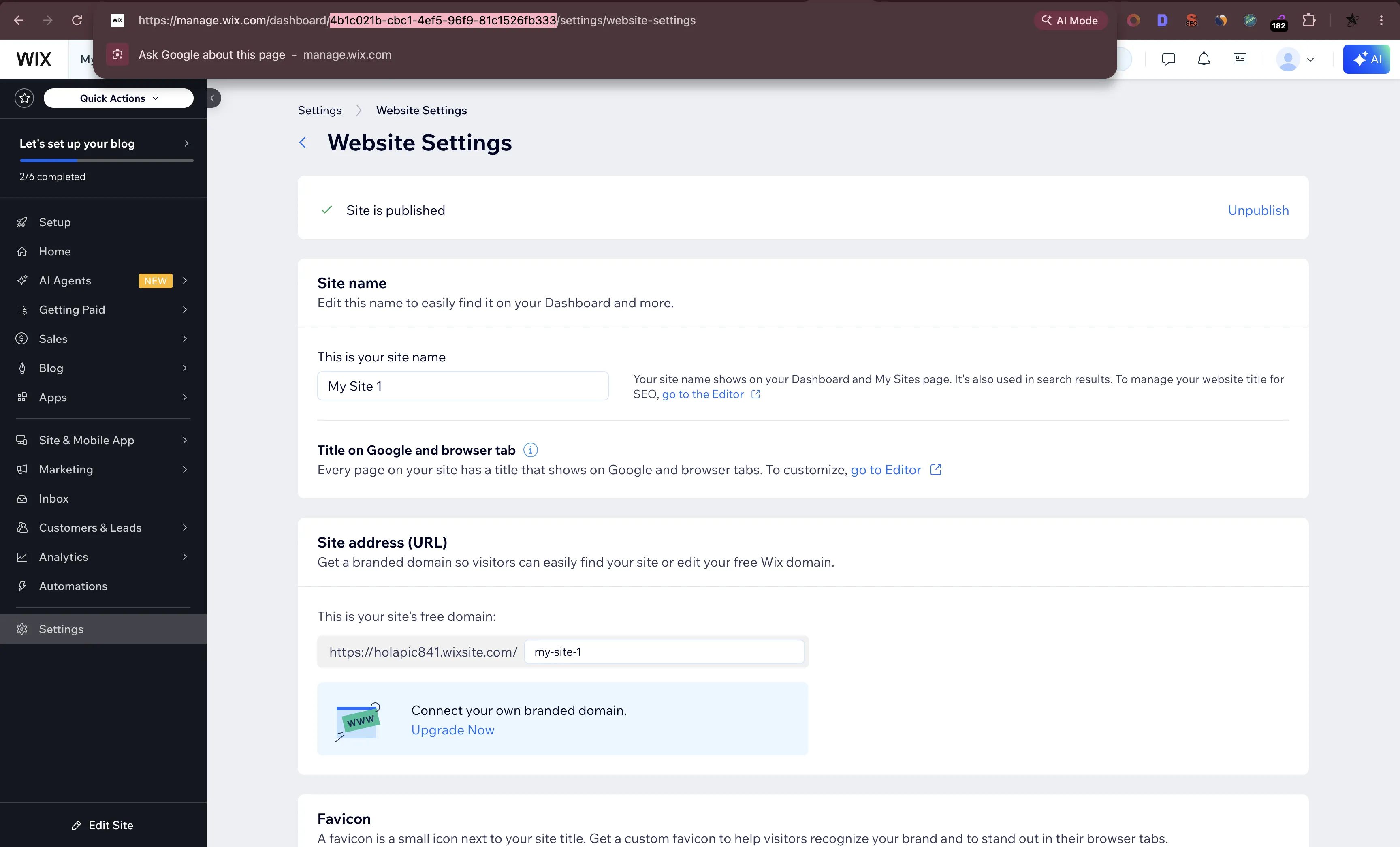 Site ID is the UUID in the dashboard URL after /dashboard/