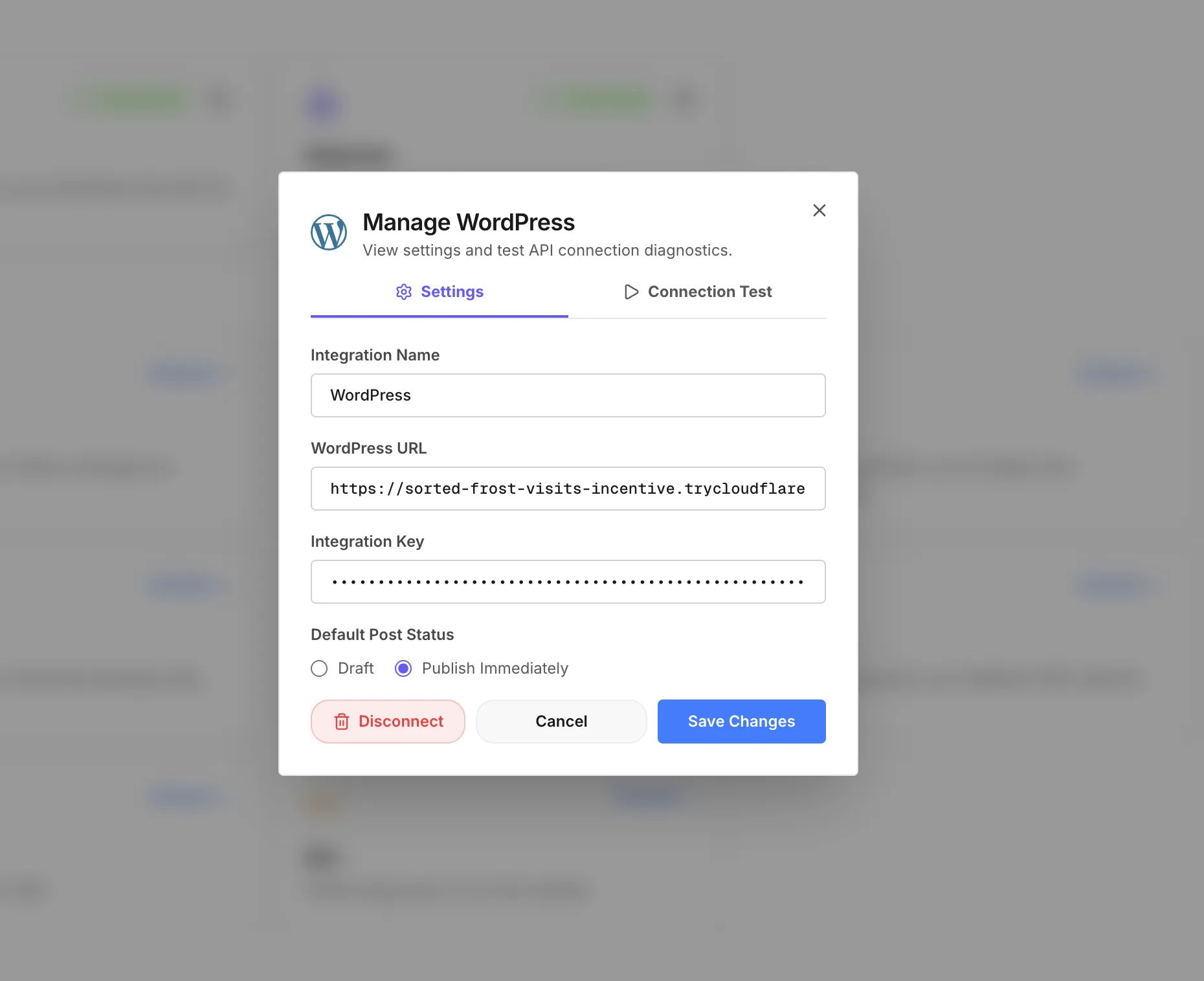 Paste site URL, name, and Integration Key into the Azuqe integration form
